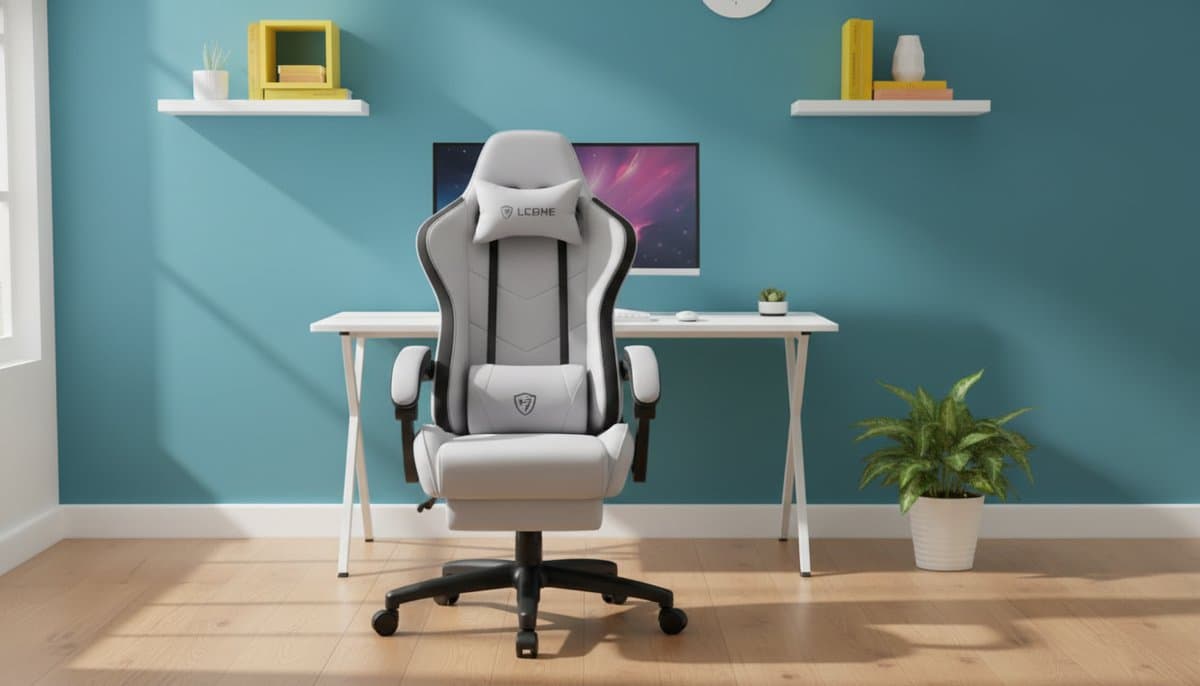 Gamingstoel – Casa Velluto AeroSpring Pro Ergonomische Gaming Stoel met Pocketvering Zitkussen, Voetensteun, Verstelbare Rugleuning 90°-135°, Ademend Tech-Stof, 150 kg Belastbaar, Luxe Draaistoel voor Gaming & Thuiswerk – Zwart/Grijs