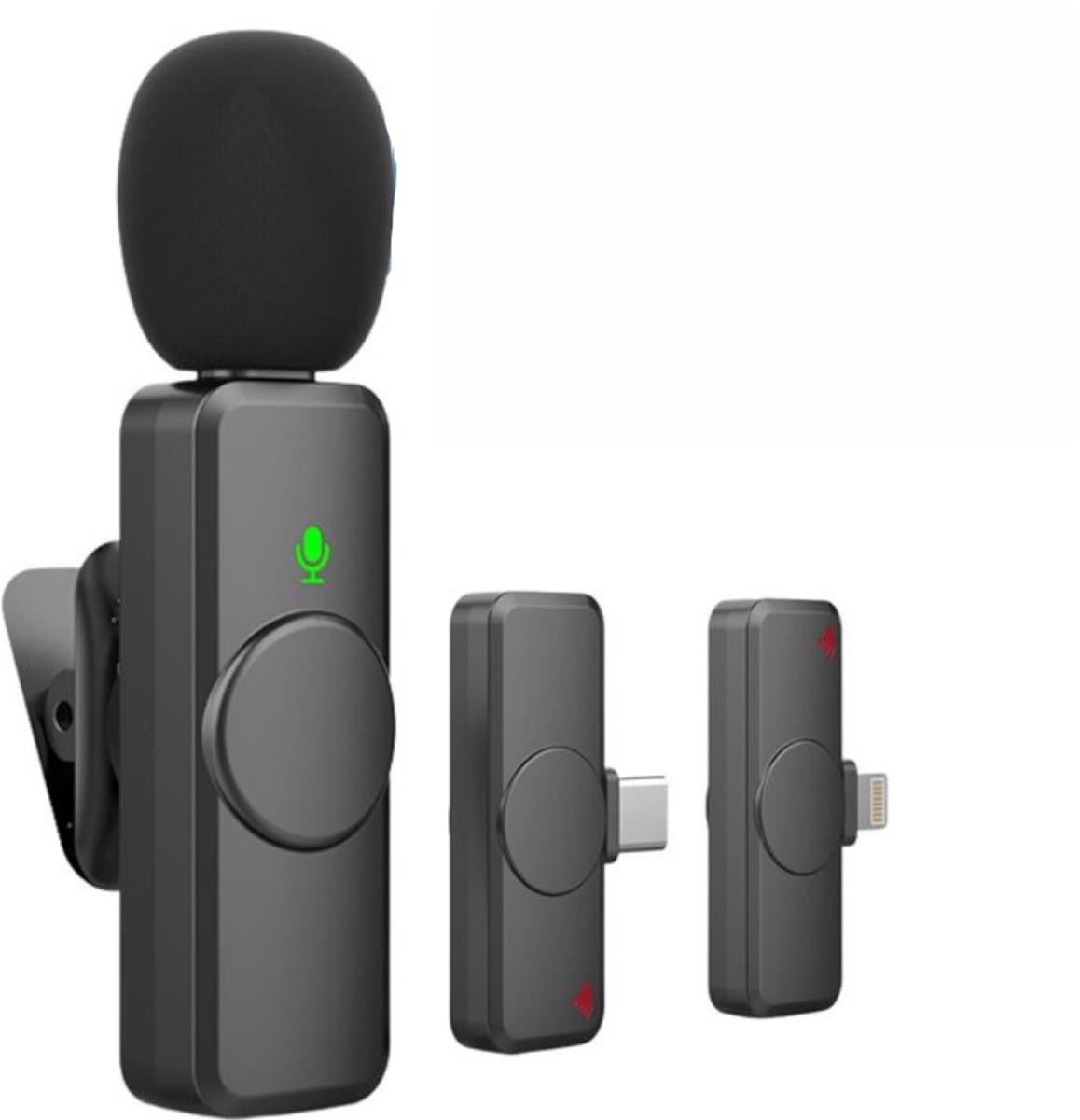Draadloze Microfoon - Dasspeld Microfoon - Lavalier Microfoon - Draadloze Microfoonset - USB C en Iphone