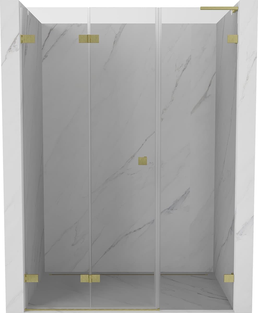 Mexen Lunar-F L vouwdeur voor douche links 125 , transparant, geborsteld goud - 836SL-125-050-55-00-L