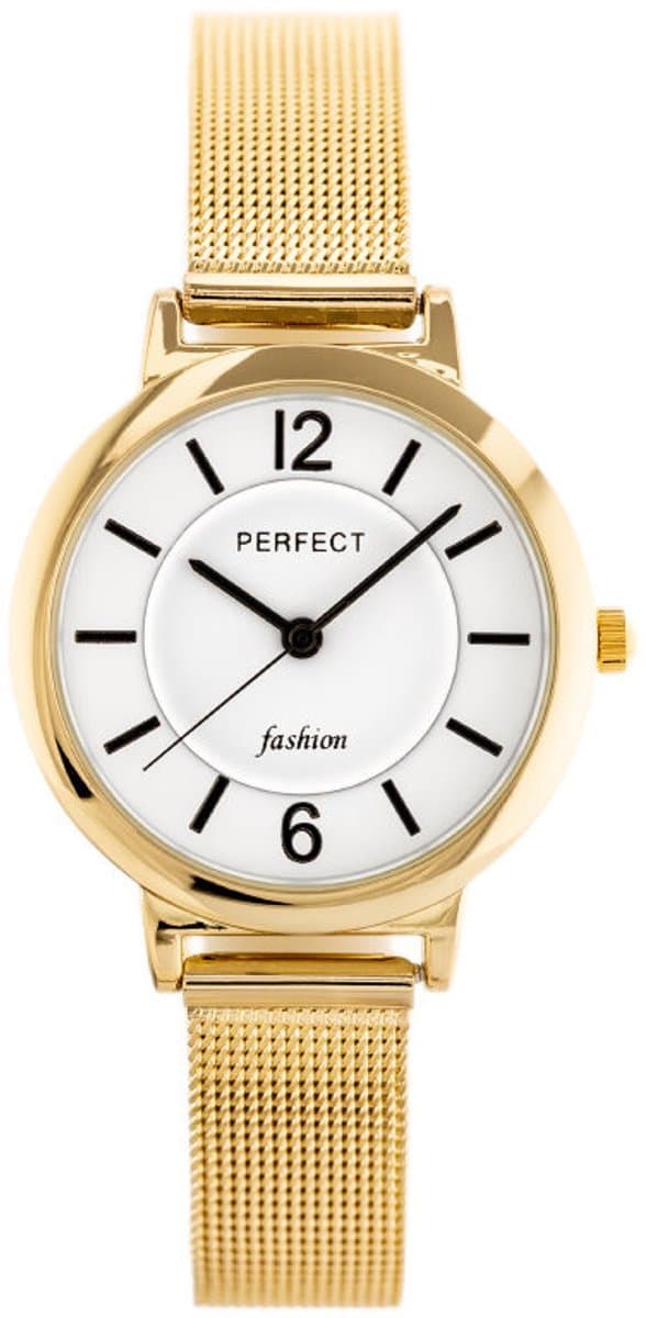 Perfect - Dameshorloge - Kwarcmechanisme - Wit en Goud