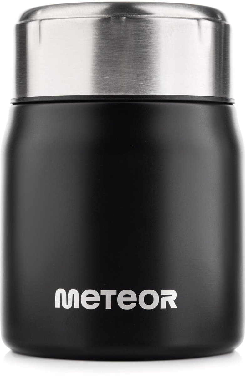 Meteor - Lunch thermos - 12 Uur warm - Gemaakt van roestvrij staal - Nauw - Zwart