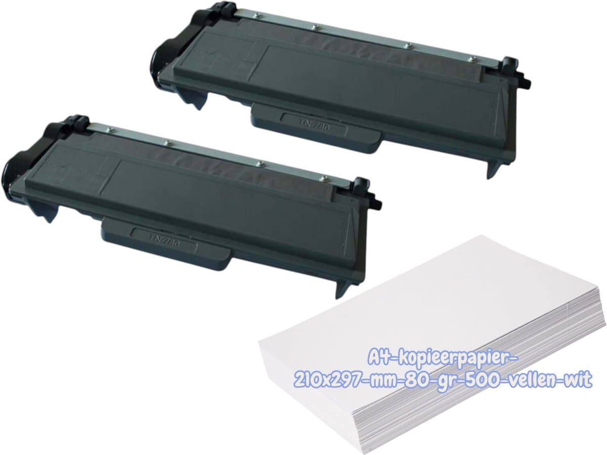 KATRIZ® huismerk toner 2x TN3330/TN3380 - 2x3000 Pagina's + Kopieerpapier-A4-80GR-500vellen-wit -Geschikt voor Brother HL-5440D/ 5450DN/ 5450DNT/ 5470DW/ 5470DWT/ Brother HL-6180DW/ 6180DWT/ Brother MFC-8710DW/ MFC-8910DW/ MFC-8950DW/DWT / MFC-8250DN