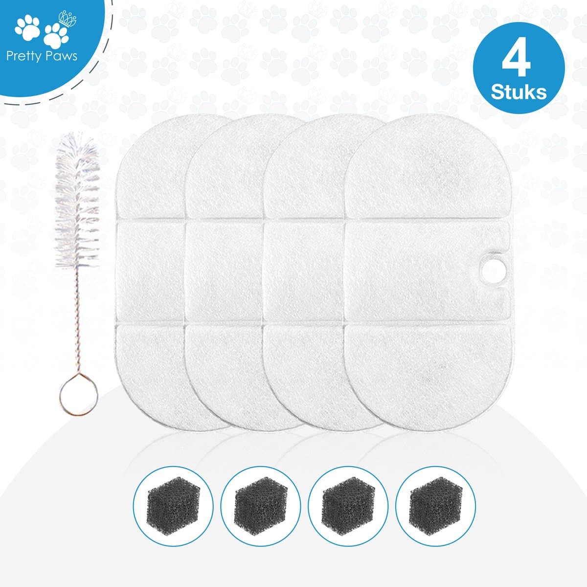 Pretty Paws - PP097 Drinkfontein Filters - Navulling Set: 4 stuks - Voor Katten
