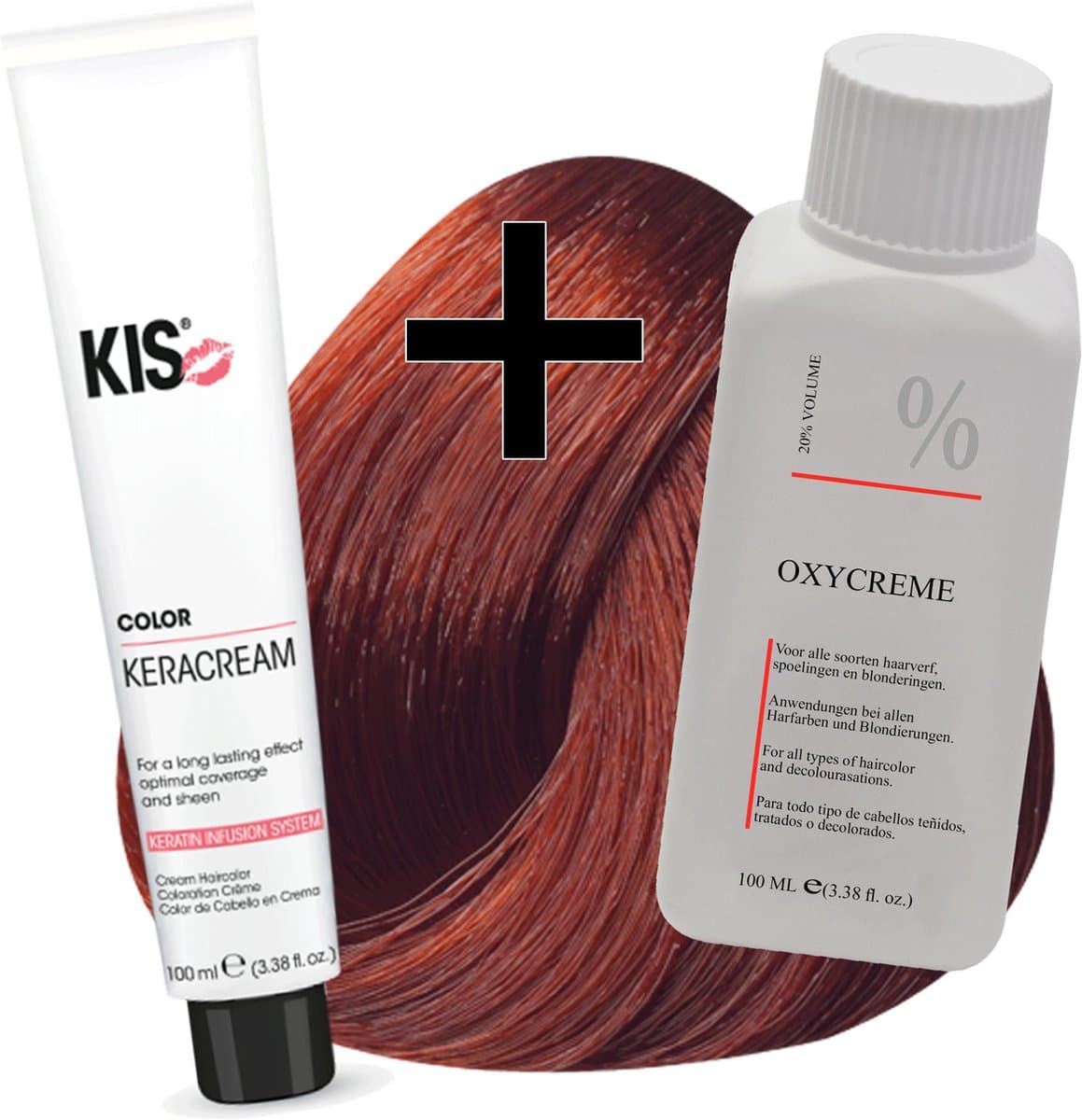 KIS haarverfset - 7RK Middel rood koper blond - haarverf & waterstofperoxide