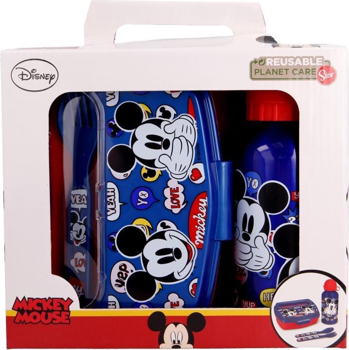 Mickey Mouse lunchset - 4 delig - Disney broodtrommel met bestek en bidon