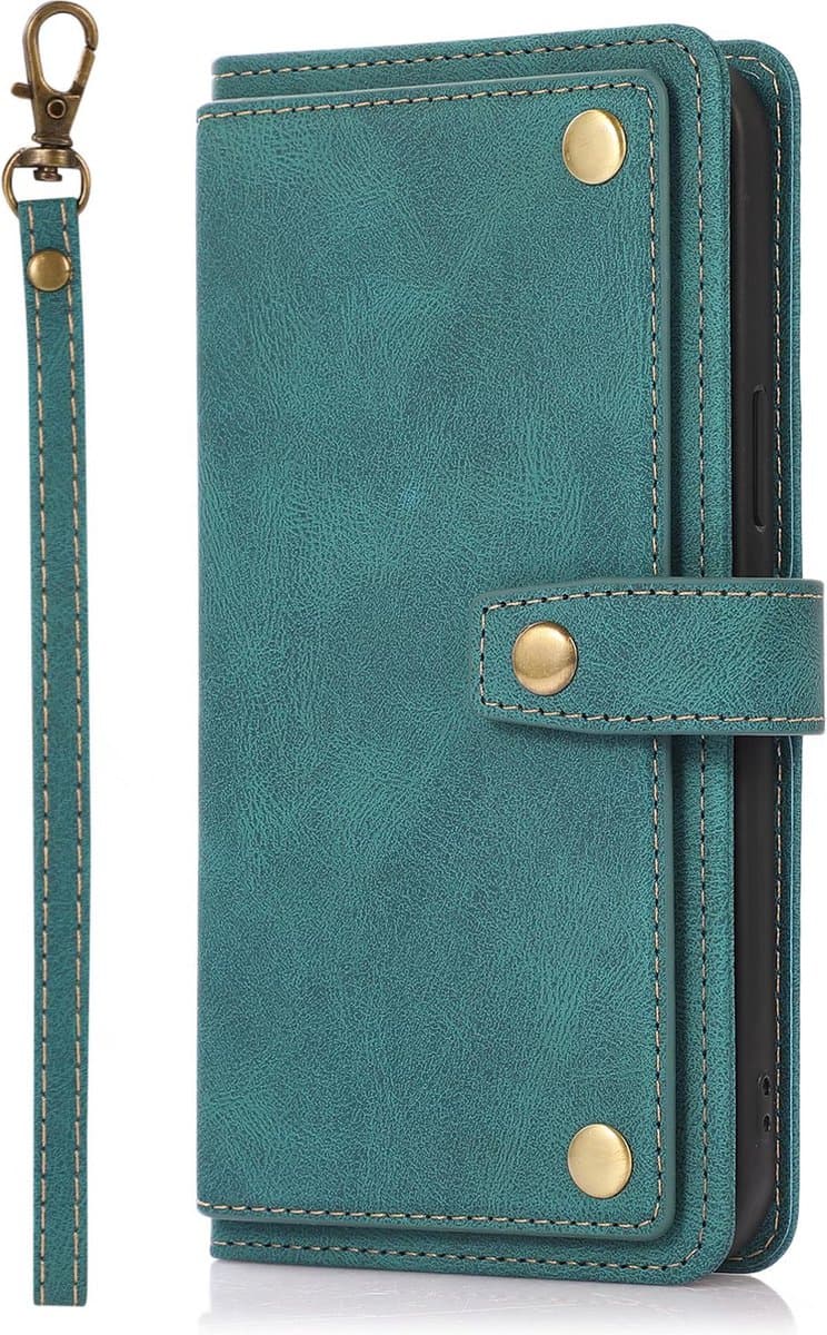 Hoesje geschikt voor Samsung Galaxy A21 - Bookcase - Koord - Pasjeshouder - Portemonnee - Luxe - Kunstleer - Donkerturquoise