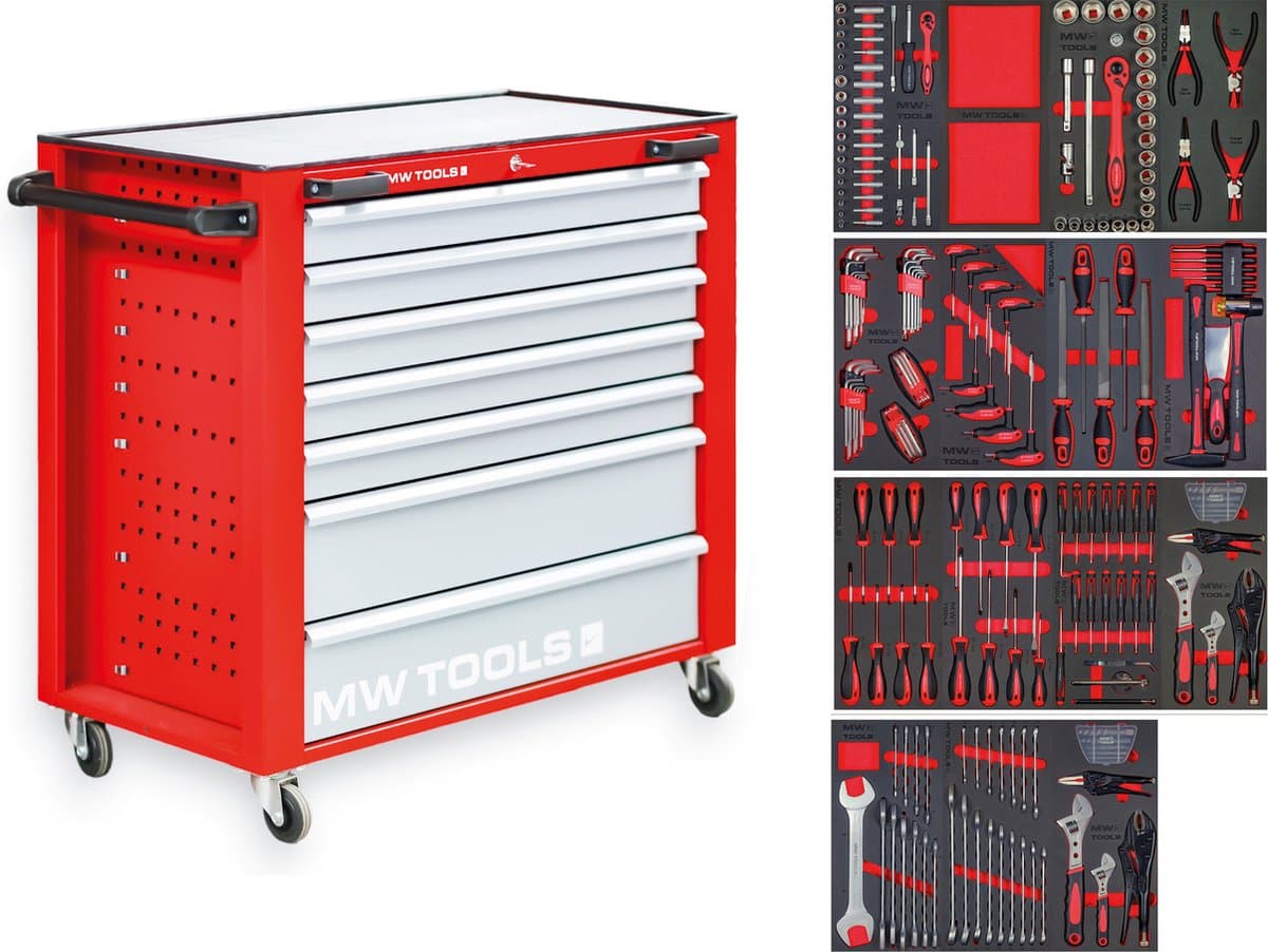Gevulde gereedschapswagen PRACO STARTER 212-delig MW Tools MWE211G2P