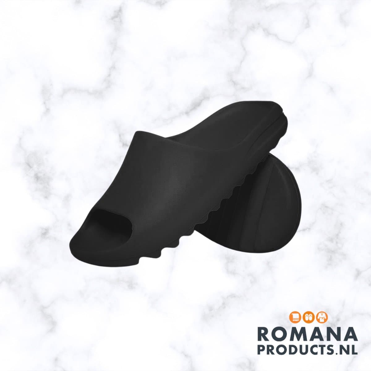 Romana Products Unisex Badslippers - Slides - Ideaal voor Hotel en Sauna - Zwart - Maat 42/43