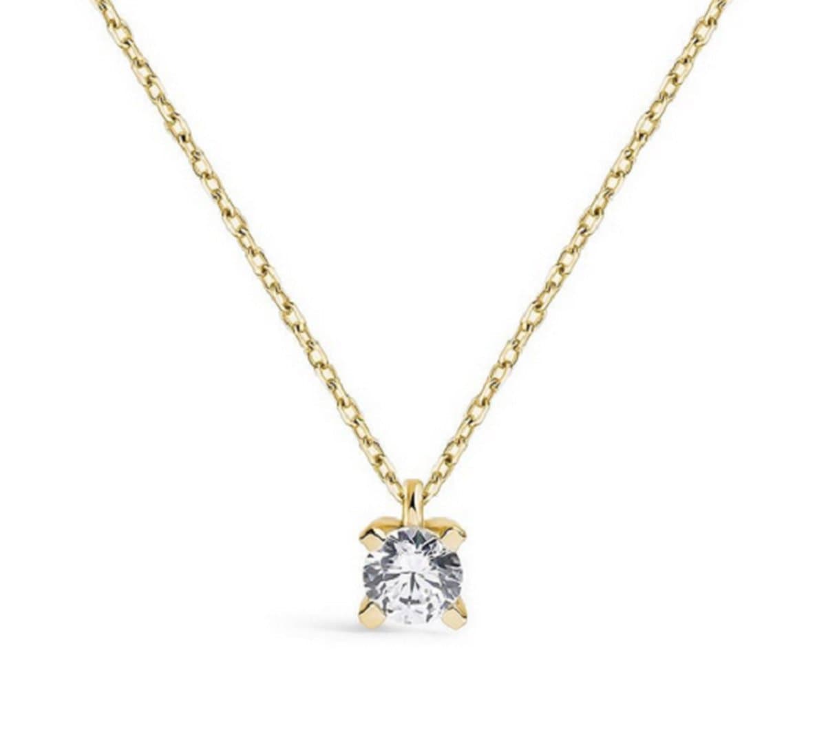 ITY LUX 18 karaats geelgouden hanger met diamant 0,25 karaat met certificaat - Strong Claw Diamond Choker 0.25 Cts HSI2