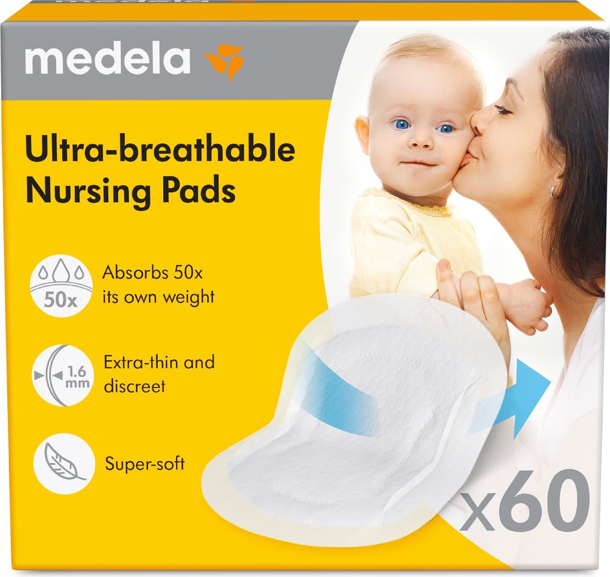 Medela Zoogcompressen Wegwerp - voor Borstvoeding - 60 stuks - Ultra-ademend - Comfortabel en Huidvriendelijk