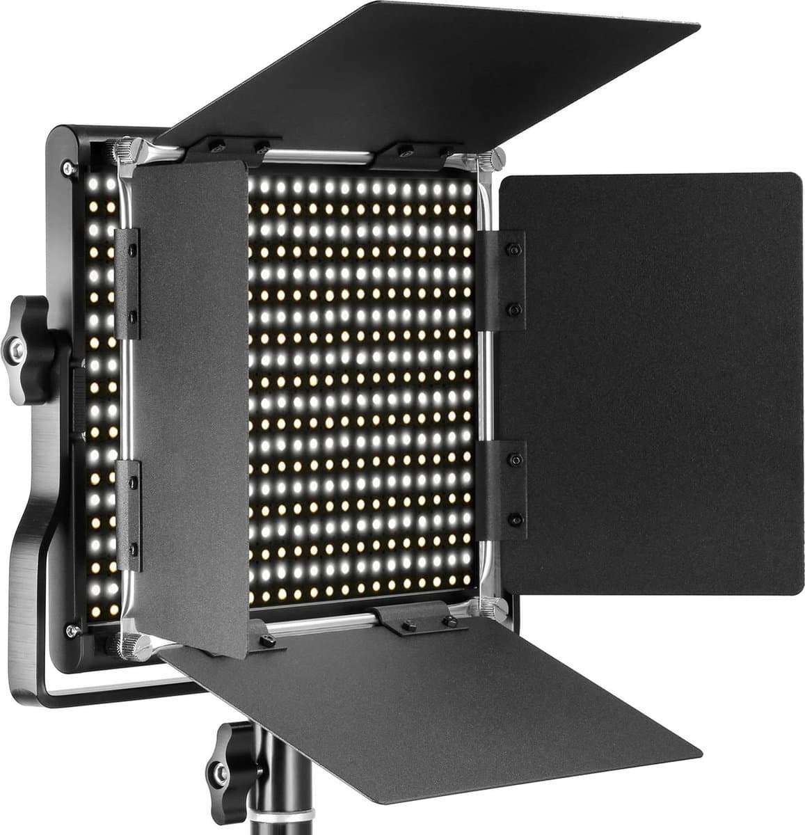 Dimbare Twee-Tonige LED met U-Beugel en Barndoor - Professionele Video Verlichting voor Studio - Video-opnames - Duurzaam Metalen Frame - 660 LED Kralen - 3200-5600K - CRI 96+ - EU Stekker - X01NSK194