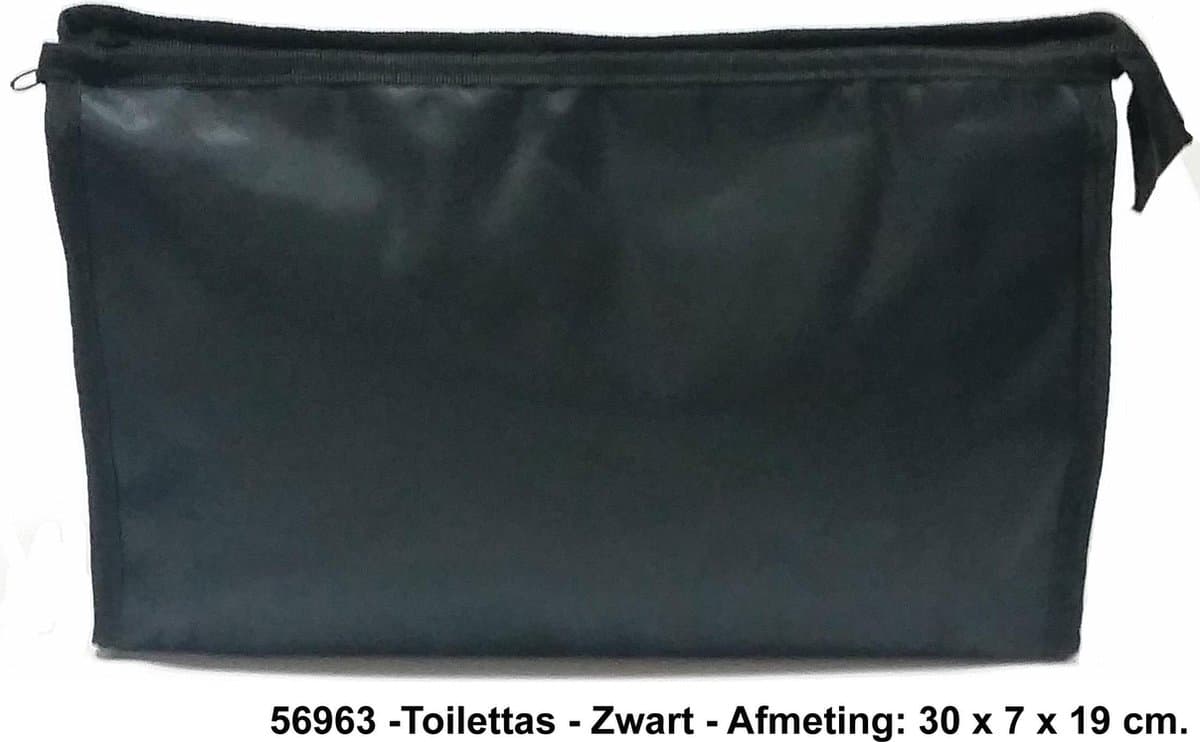 Rojafit - Luxe Toilettas - Glanzend Zwart - Groot -afmeting 30 x 7 x 19 cm.