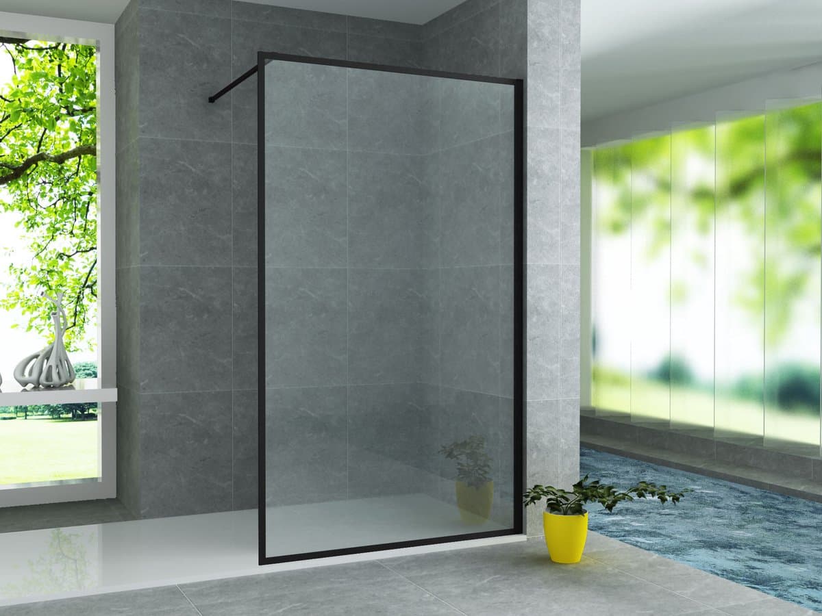 ALONI inloopdouchewand met mat zwart profiel – 80x200 cm – 8 mm veiligheidsglas