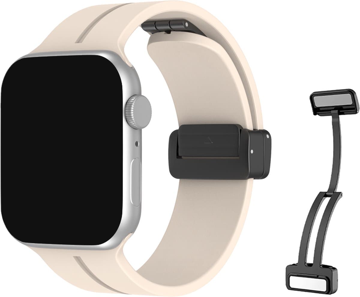 Innerlight® Supreme - Creme Roze - 38mm / 40mm / 41mm - Siliconen bandje geschikt voor Apple Watch met Magneetsluiting - Geschikt als Apple Watch bandje voor Series 1/2/3/4/5/6/7/8/9/10 42mm/11 42mm/SE