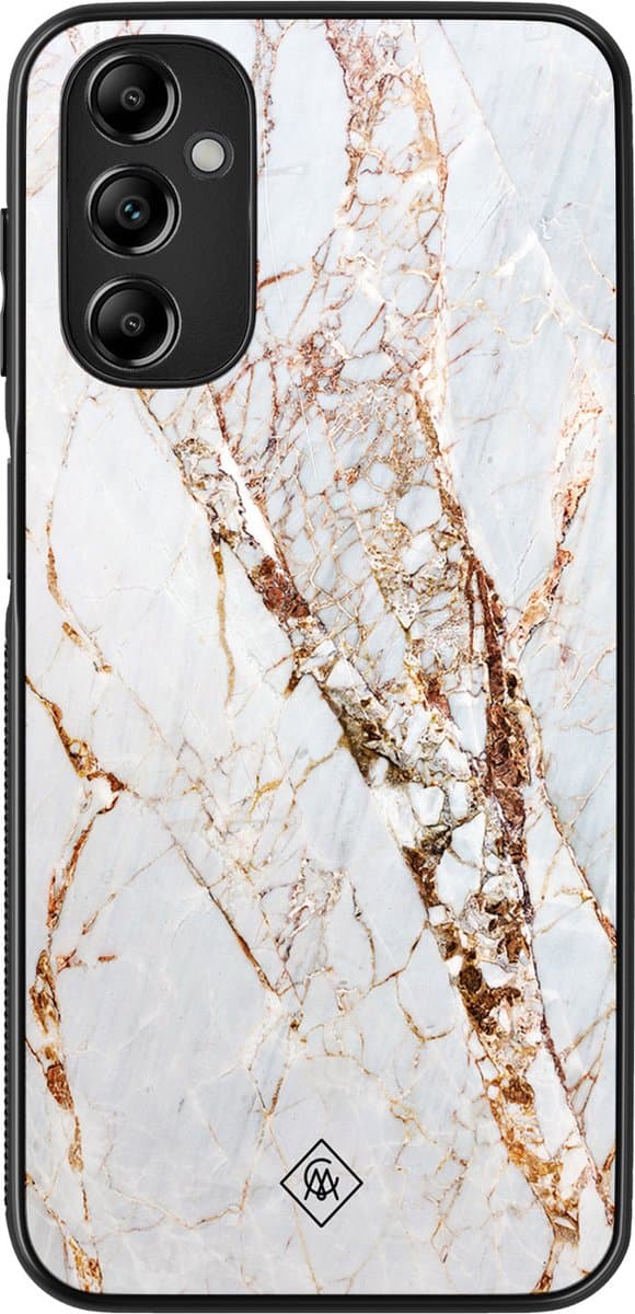 Casimoda® hoesje - Geschikt voor Samsung Galaxy A14 5G - Marmer Goud - Zwart TPU Backcover - Marmer - Goudkleurig