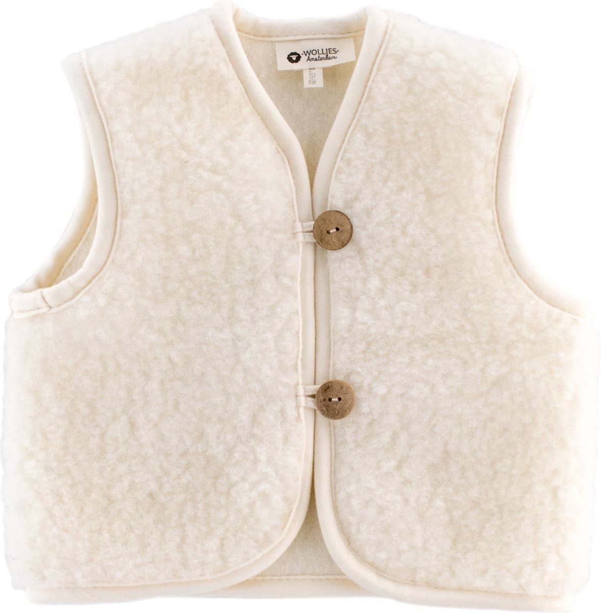 WOLLIES Amsterdam - Wollen Kinder Vest - 100% Merino Wol - 86-92 - Wit