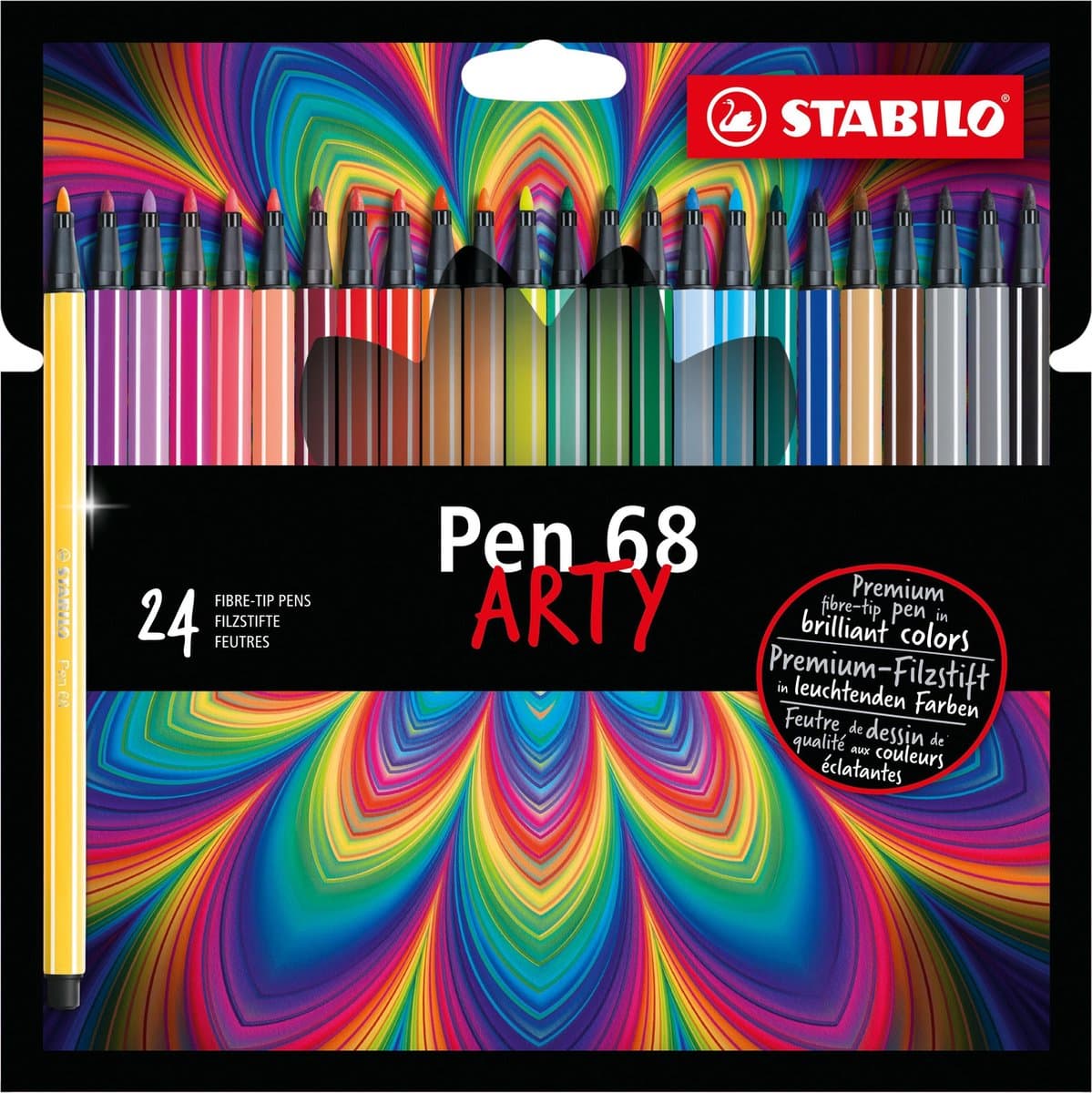 STABILO Pen 68 - Premium Viltstift - ARTY Set - Etui Met 24 Kleuren