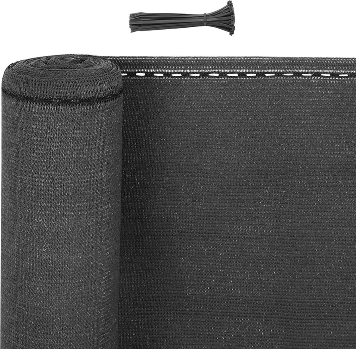 BukkitBow - Privacy Scherm Antraciet - 180g/m² - Schaduwend: 85% - Temperatuurbestendig - Inclusief 50 Kabelbinders - 1.5x25m