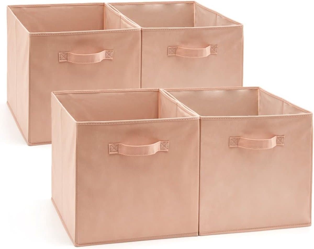 opbergmanden bakken, opvouwbare kubus opbergdozen voor baby kinderen, speelgoed organisator , Roze, Set van 4 (33 x 37 x 33 cm)