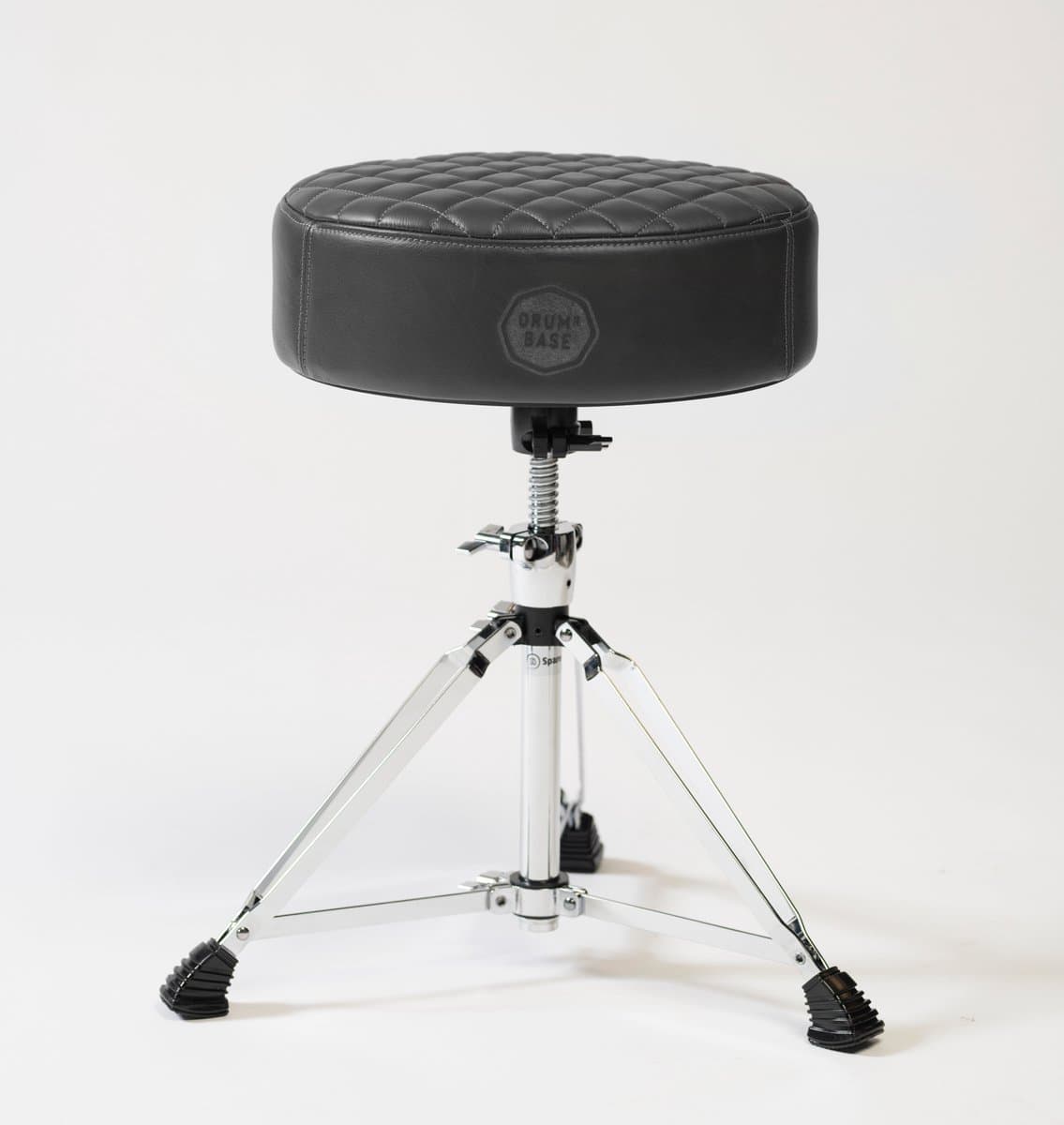 DRUMnBASE Full Grain Leather Drum Throne, Grey - Luxe drumkruk, full-grain leather, grijs