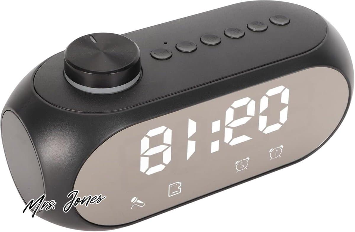 Mrs. Jones Digitale Wekkerradio Slaapkamer FM-klokken Draadloze Bluetooth-luidspreker RGB-verlichting Spiegeldisplay Dubbel Alarm Opladen Type C .