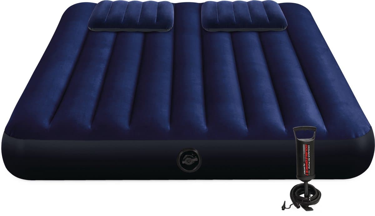 Intex Classic Downy Luchtbed Koningin - Blauw/Zwart, 152 x 203 x 25 cm