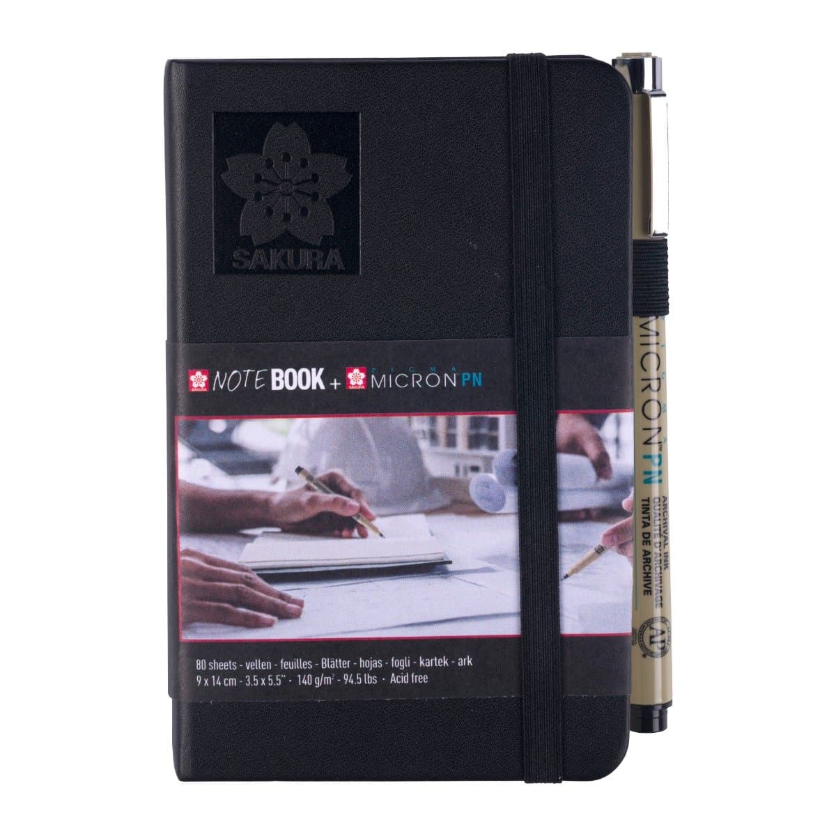 Sakura notebook zwart 9 x 14 cm + Micron PN