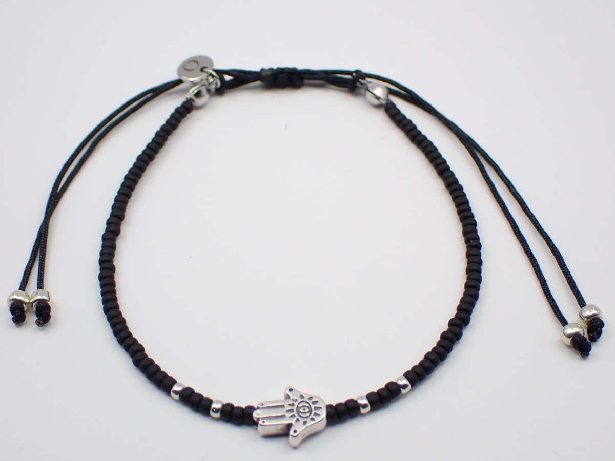 Colure® armband Miyuki matzwart met symbool Hamsa hand