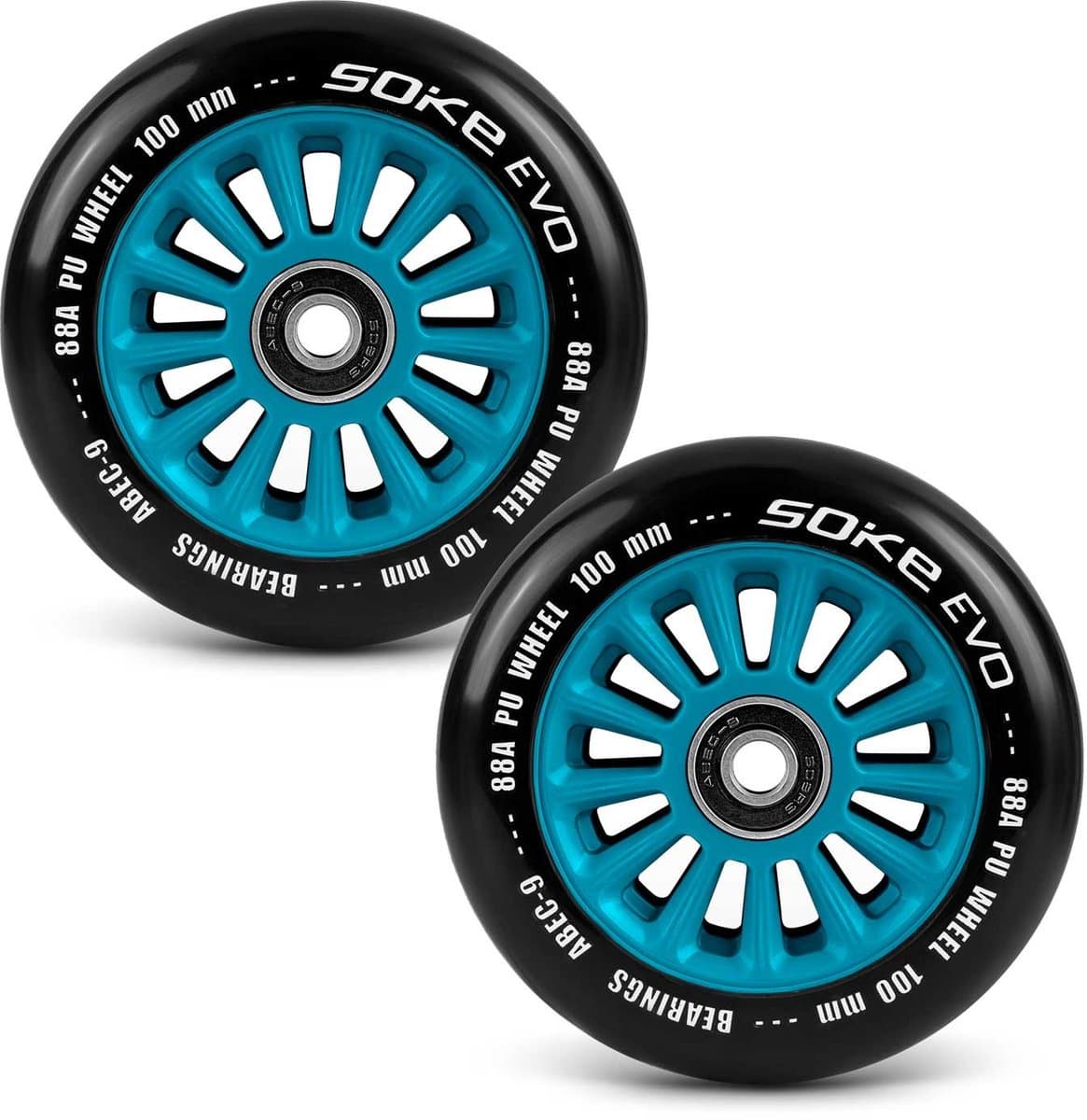 Scooterwielen 100 mm blauw 2 stuks