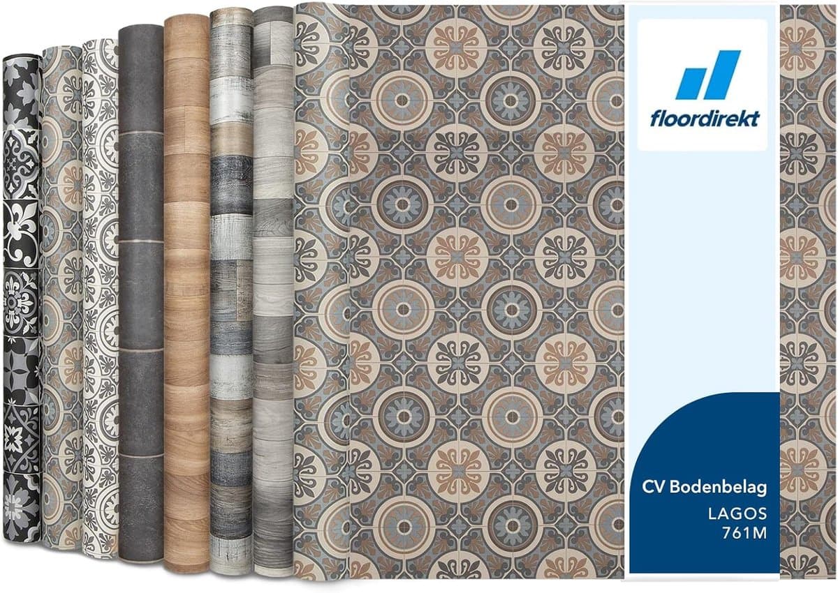 FLOORDIREKT PVC-Vloeren - Lagos 761M - Vinyl Vloeren - Tegeloptiek - Dikte 2,8 mm - 100 x 400 cm