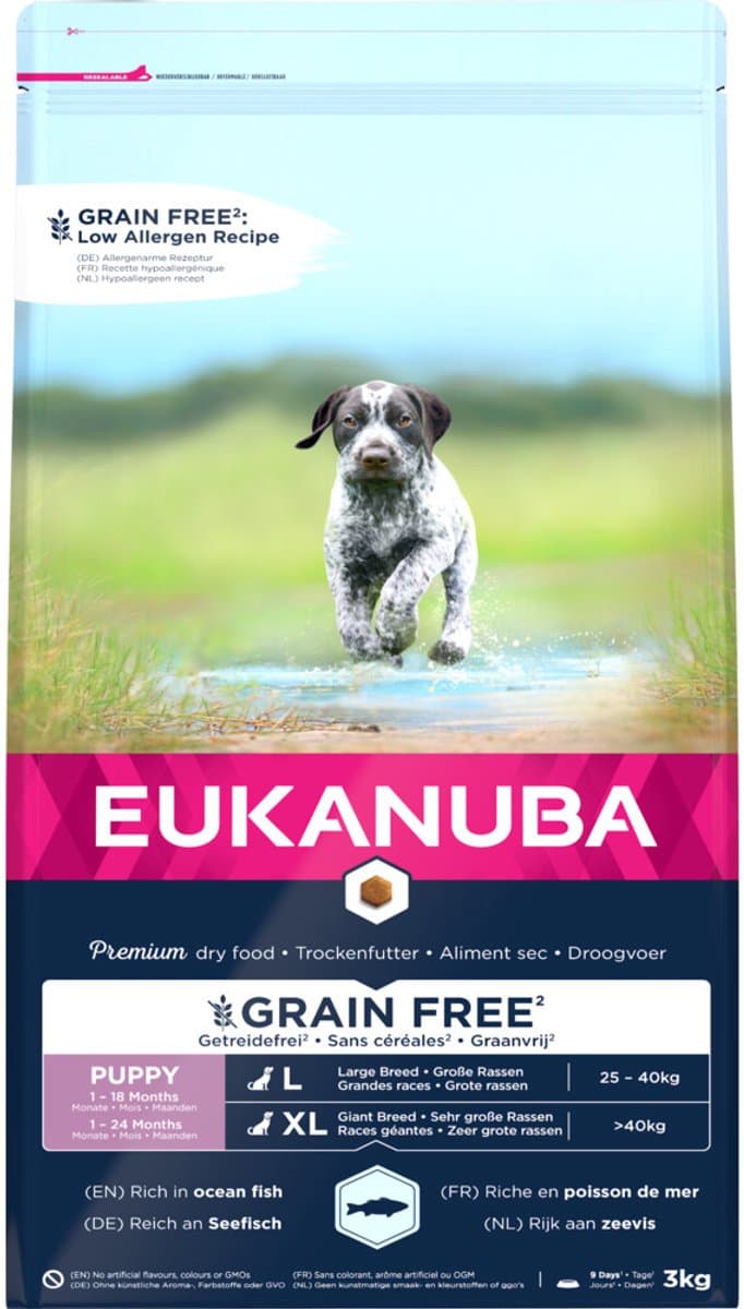 3x Eukanuba Dog Junior Large Graanvrij Vis 3 kg