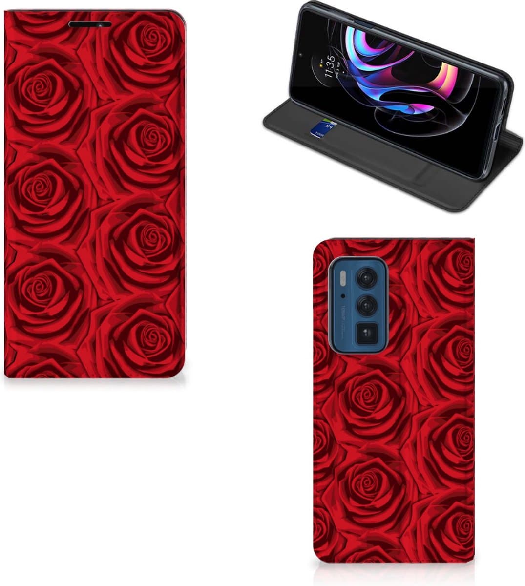 Motorola Edge 20 Pro Smart Cover Red Roses