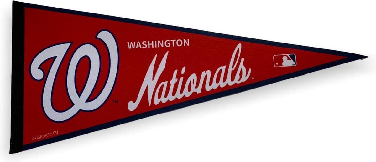 USArticlesEU - Washington Nationals - MLB - Vaantje - Baseball - Honkbal - Sportvaantje - Pennant - Wimpel - Vlag - Rood/Wit - 31 x 72 cm