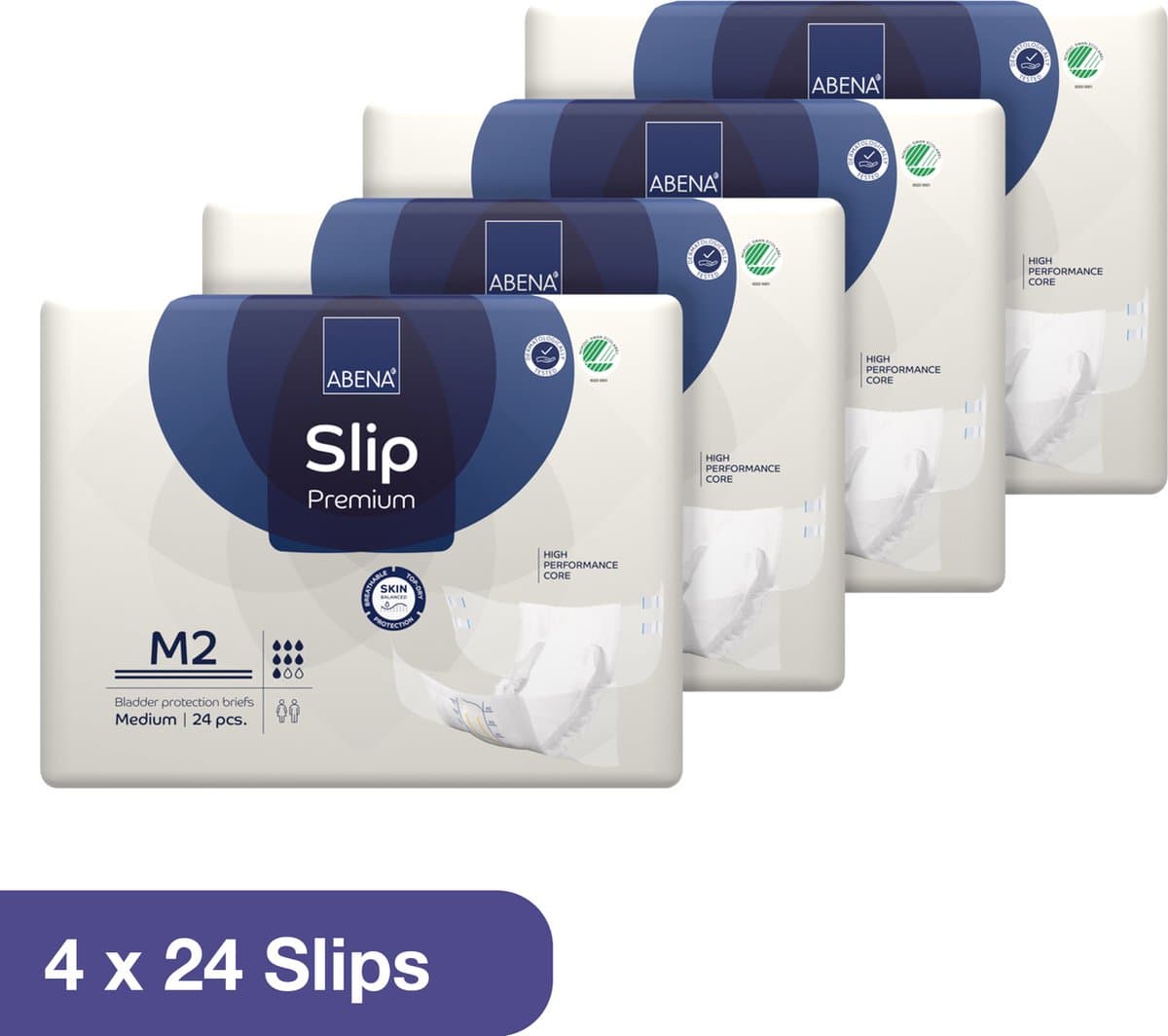 ABENA Incontinentie Slip Premium M2 - Eendelig Verband ter Bescherming van Zwaar Urineverlies en (Dunne) Ontlasting - Perfecte Aansluiting door Flexibele Sluitstrips - 96 Stuks