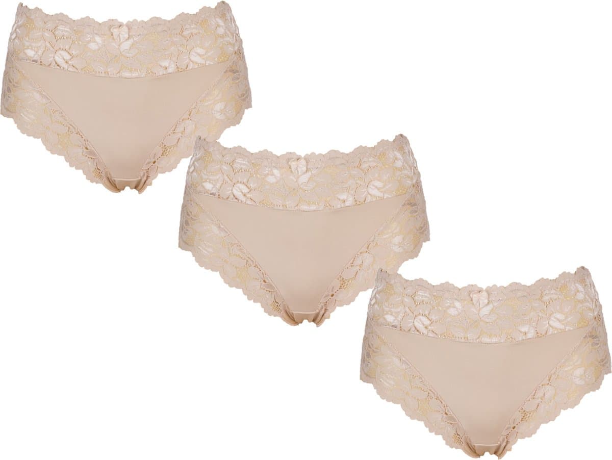 3-Pack Dames tailleslips JC met kant H805 Huid - Maat L