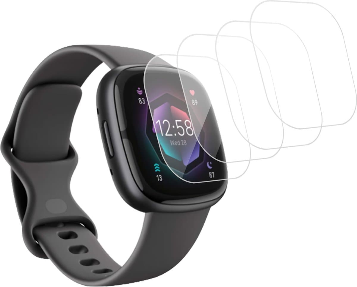 4x Geschikt voor Fitbit Sense 2 Screenprotector - Folie Screen Protector Geschikt voor Fitbit Sense 2