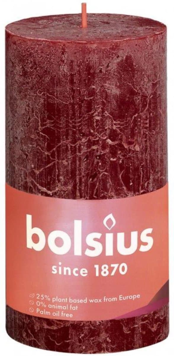 Bolsius Rustic Shine Stompkaars 13 cm Velvet Red