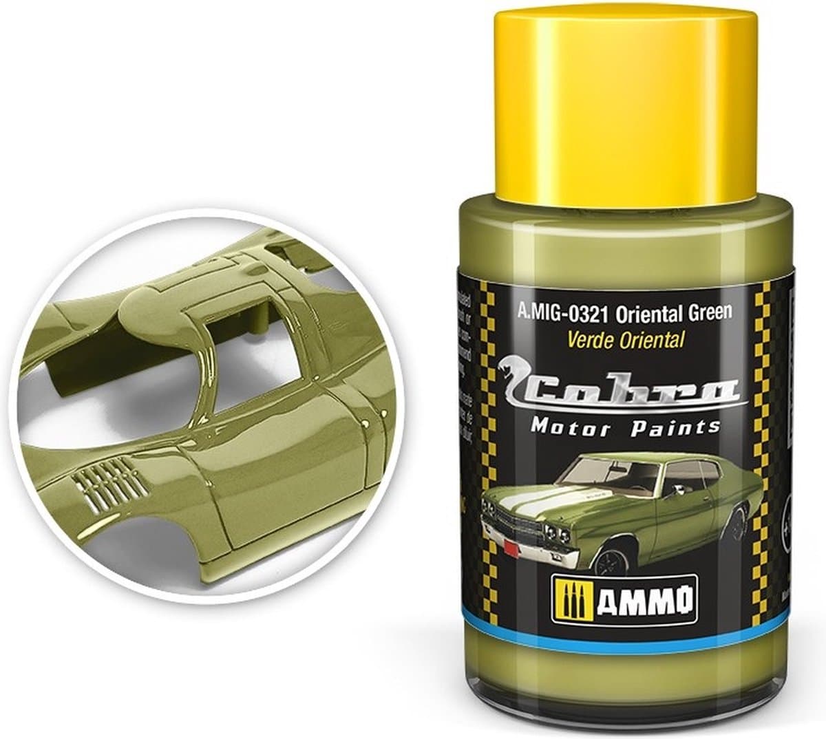 AMMO by Mig Jimenez Hobbyverf Acrylverf - MIG 0321 Cobra Motor Paints - Oriental Green - Matt - Acryl - 30ml Verf potje - 30 ml