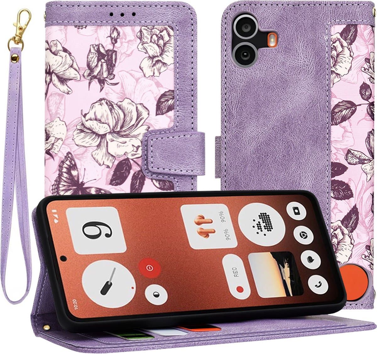 Hoesje geschikt voor Nothing CMF Phone 1 - Techsuit FlipCraft Book Wallet Case met koord - Mysterious Purple