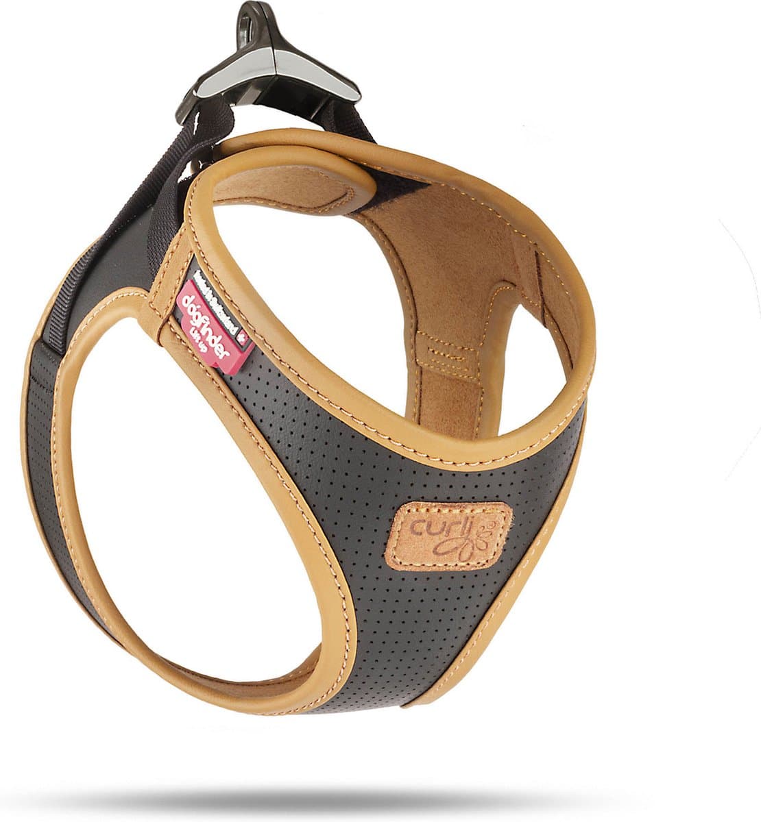 Curli Apple Leather Harness - Hondentuig - Zwart 43.4-49 Cm