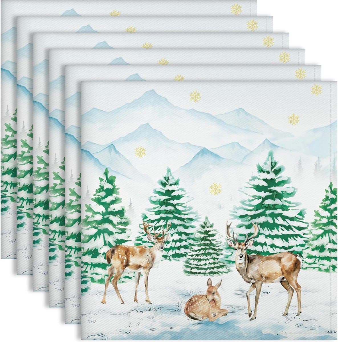 Selbro ® Set van 6 Luxe Katoenen Servetten met Kerstmotief voor Feestelijke Tafeldecoratie