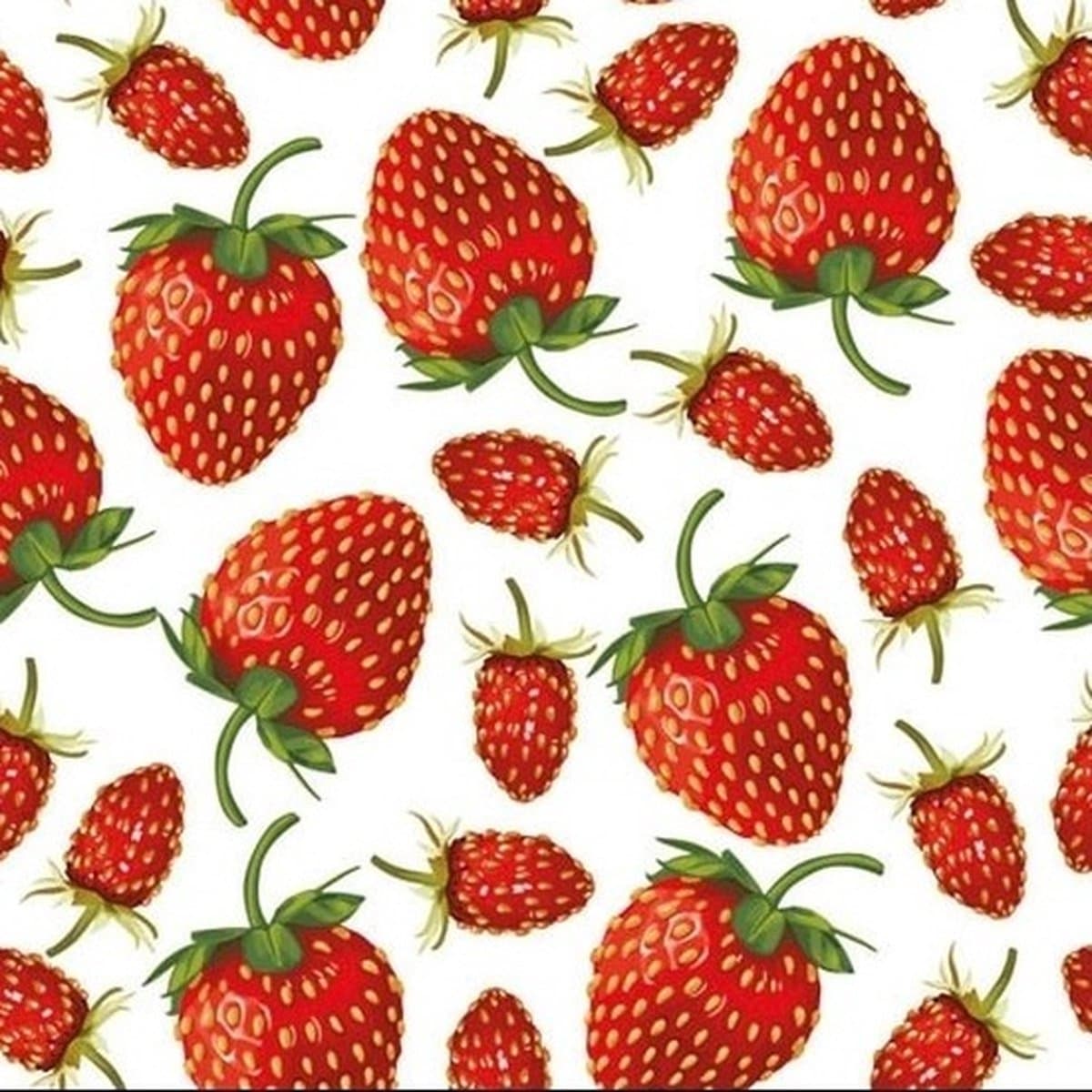 Servetten aardbeien print - 60x st - 33 x 33 cm - 3-laags papier - zomer thema - fruit - wegwerpservetten