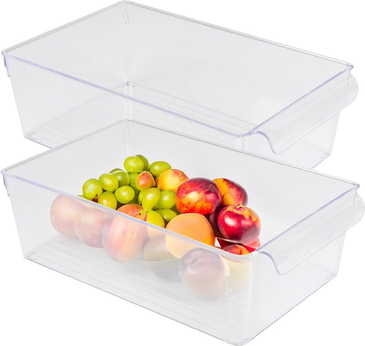 Urban Living Koelkast organizer mand/bak - 2x - transparant - kunststof - L32 x B20 x H10cm - 7liter