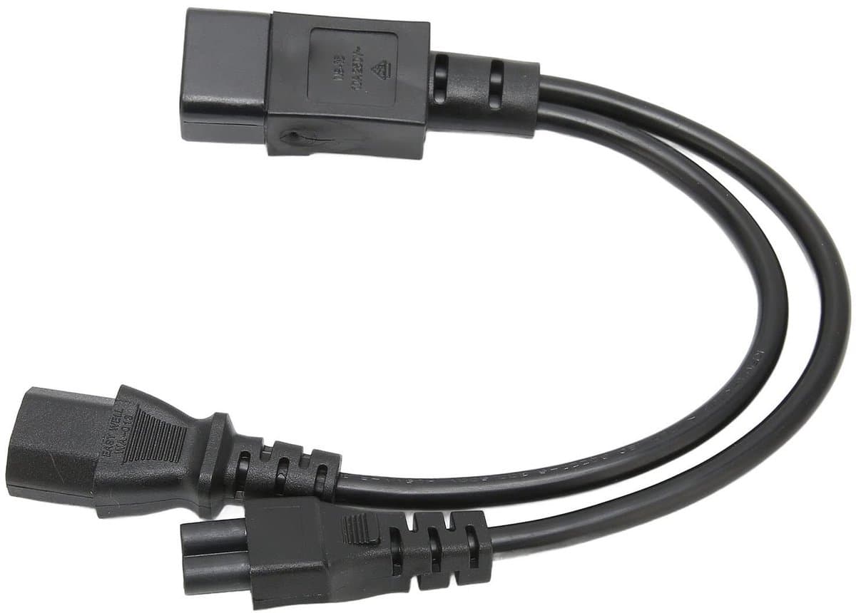 Y Splitter Power Cord - Enkele IEC C14 Plug naar C13 en C5 Splitter Converter Adapter Kabel 10A 250V 32cm voor Computer Monitors .