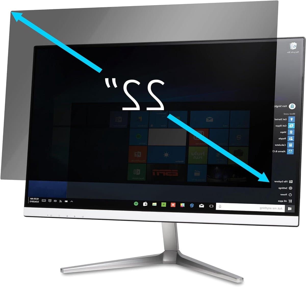 Privacyscherm Monitor - Privacyfilter Beeldscherm - Bescherming Gevoelige Informatie - Beperkte Kijkhoek 30 Graden - 22 Inch 16:10 - Transparant