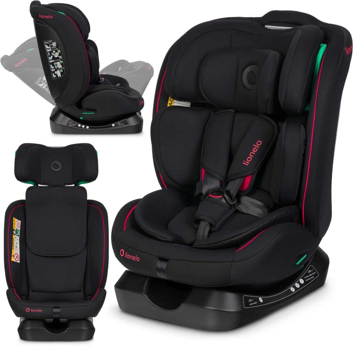 Lionelo Aart i-Size Autostoel 4in1 – 40-150 cm (0-12 jaar) – RWF & FWF – Achterwaarts tot 105 cm – Installatie met autogordel – Memory Foam hoofdsteun – 13 standen – Kantelbaar – Wasbare hoes – R129 gecertificeerd