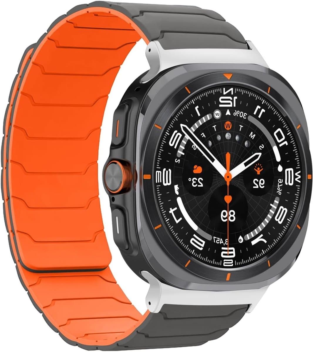 Verstelbare Magnetische Silicoon Vervangband voor 47mm Smartwatch, Geschikt voor Dames en Heren, Sterke Bevestiging, Ideaal voor Sport en Dagelijks Gebruik, Grijs