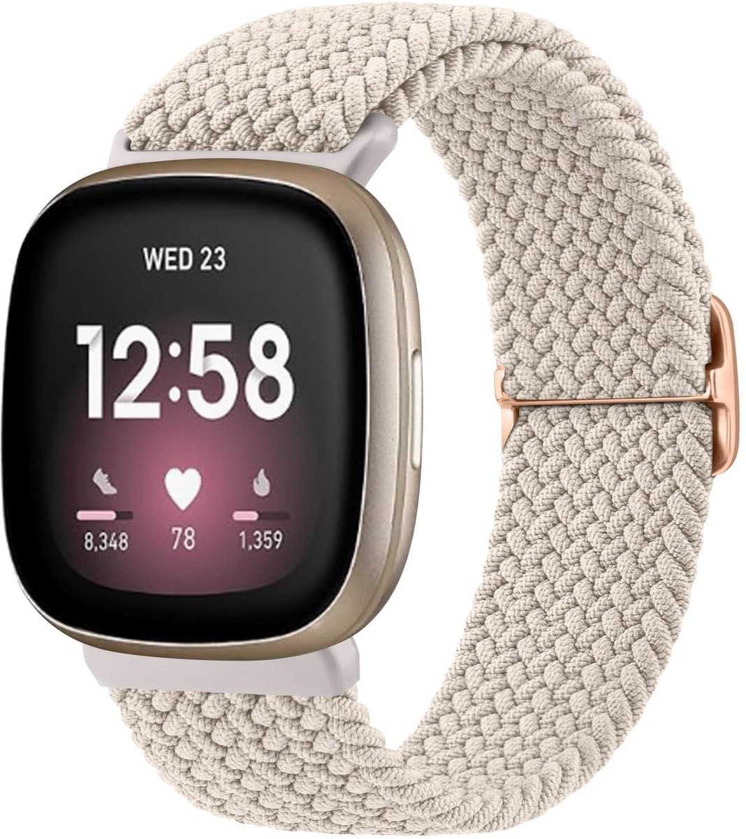 MTTProducts - Fitbit Versa 4 - Vervangarmband - Elastisch Nylon - Geschikt voor Mannen en Vrouwen - Comfortabel en Stijlvol - Luxe Armband