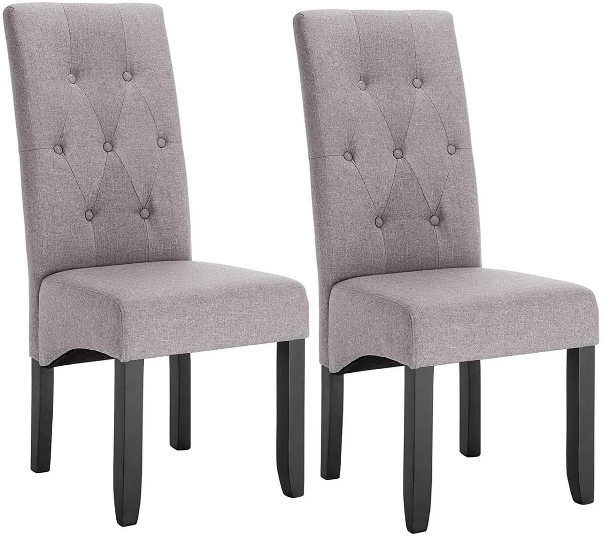 BukkitBow - Klassieke Eetkamerstoelen met Hoge Rugleuning - Set van 2 Stuks - Licht Grijs (Linnen)