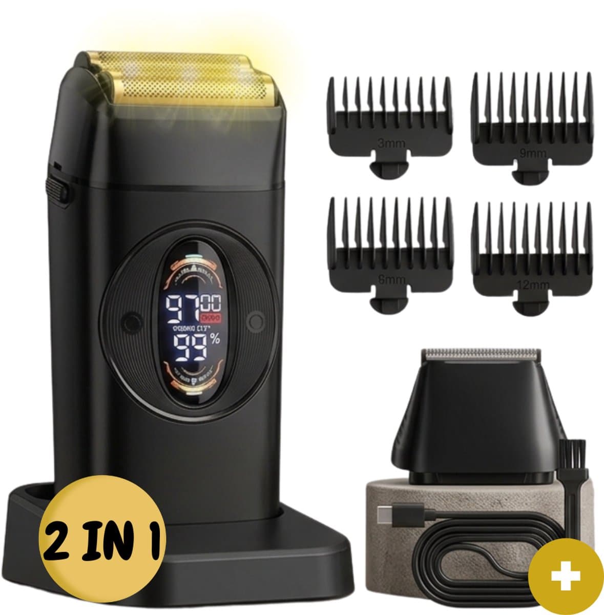 Foil Shaver - Scheerapparaat Mannen - Incl. 4 Opzetstukken & Oplaadstation - Baardtrimmer - Head Shaver - Hoofd kaal - Good Experience